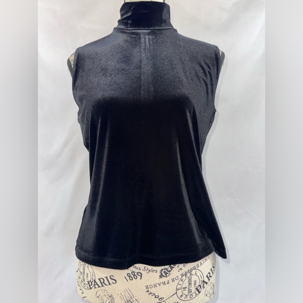 Beautiful Ann Taylor Black Velour Sleeveless Turtleneck